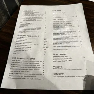 menu