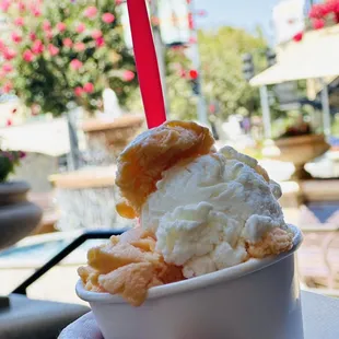 originally I wanted the orange vanilla yogurt swirl but they were out , so orange and vanilla treat ice cream to the rescue