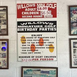 Mini golf rates