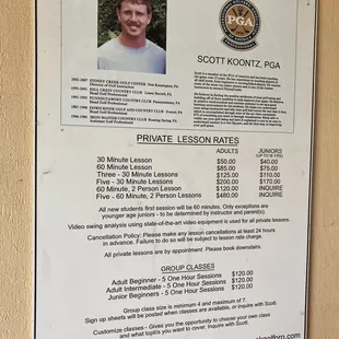 Rates for personal classes