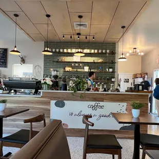 the interior of a cafe