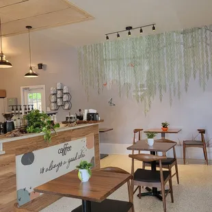 the interior of a cafe