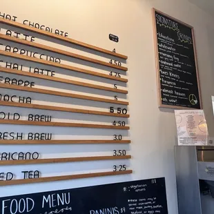 Drink menu (a seasonal menu was above the cashier)