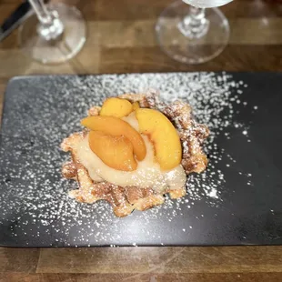 Peaches and cream waffles