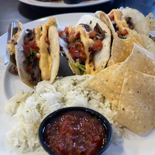 Parmesan crusted steak tacos