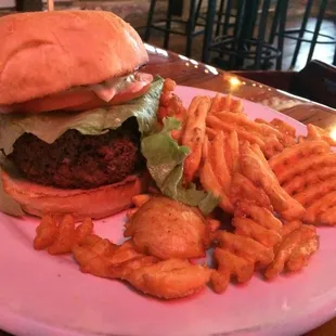 Juicy Lucy with cheese, bacon, onions