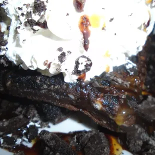 Double decker brownie, close-up.