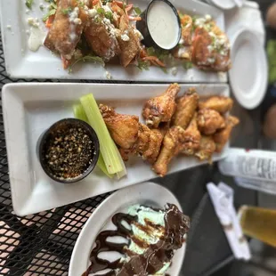 Buffalo chicken eggrolls, weekly special maple glazed chicken wings &amp; mint chocolate ice cream pie