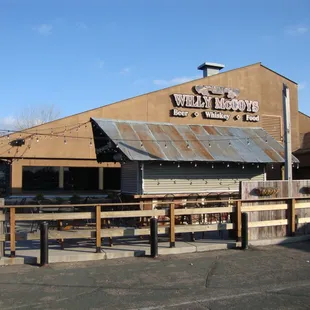 Main sign and main entry (on the right), view looking east.
