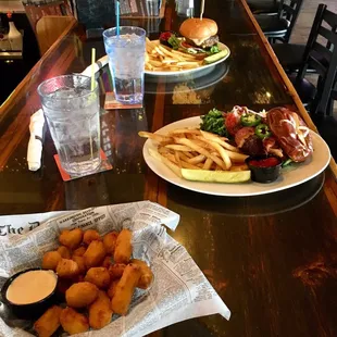 two plates of food on a table