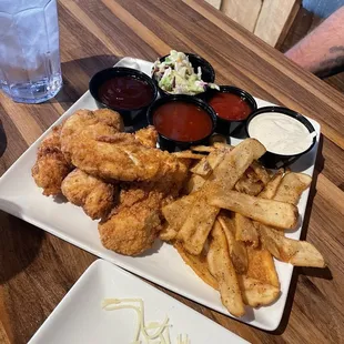 Chicken tenders and fries that I&apos;ve never seen before