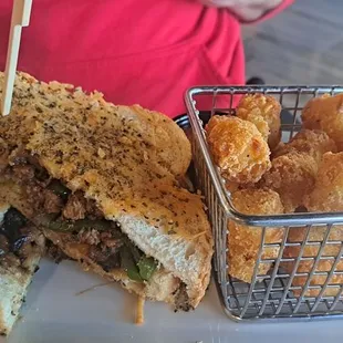 Ribeye melt with parmesean crust.