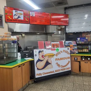 a sign in a restaurant