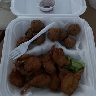 Shrimp &amp; hush puppies