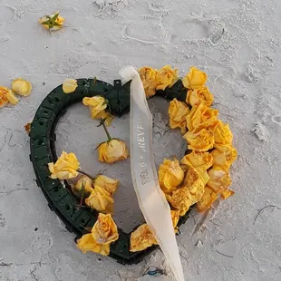 a knife and flowers