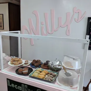 a display of various pastries