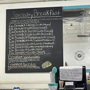 New menu and sign explaining recently raised prices 12/2022