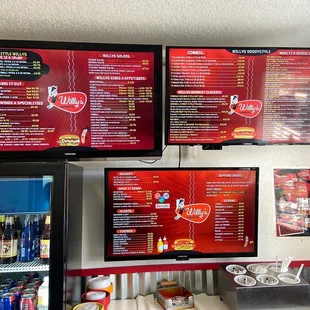 menus on the wall