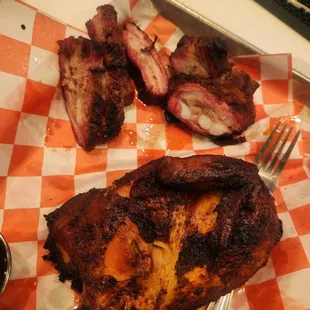  plate of ribs and a fork