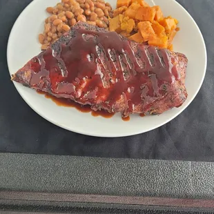 Half a slab with beans &amp; Yams