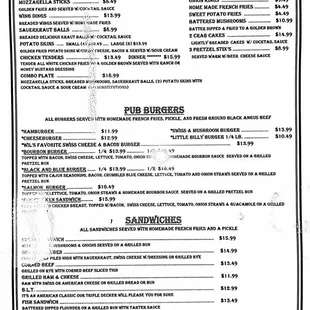 Updated menu prices Mar 2022