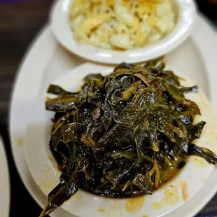 Collards, mac n cheese