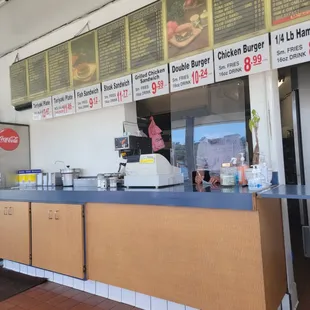 the counter of a restaurant