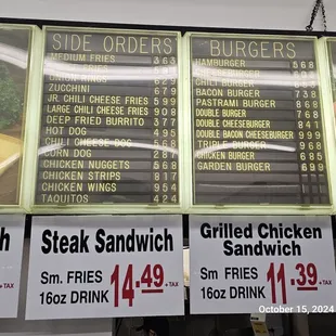 Menu as of October 2024. 2/3