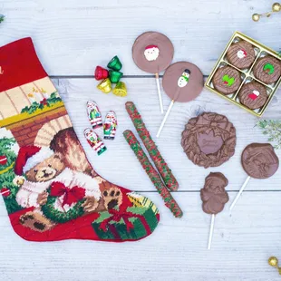 Christmas Stocking Stuffers - Chocolate Pops, Pretzels and Foils