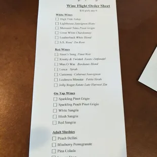 menu