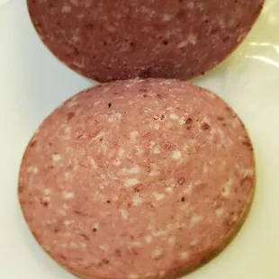 The tasty beef summer sausage.