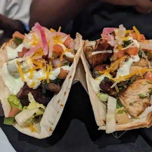 Chicken and steak tacos
