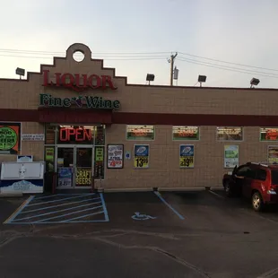 a car parked in front of the store