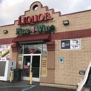 the front of a liquor store