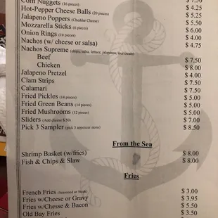 Wilson Point Inn Menu