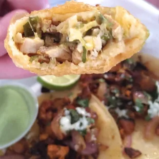 Chicken filling in amazing empanada