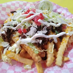 Carne asada fries, before I added delicious green sauce.