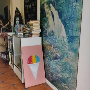 Inside the cozy shop