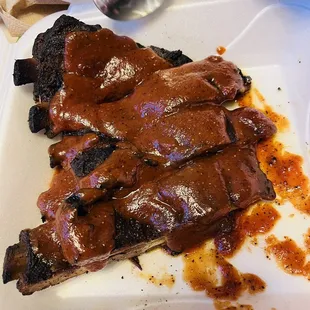 Ribs, burnt ,tough