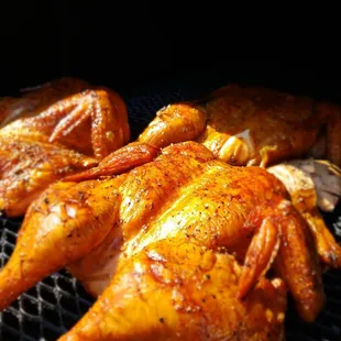 Smoked whole chickens