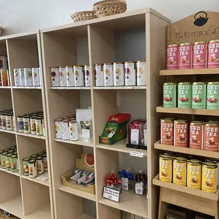 shelves of coffee and teas