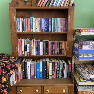 a bookcase full of books