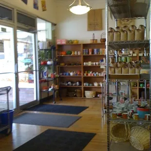 There's an interesting assortment of coffee &amp; tea cups, tea pots, gift bags, baskets, and other items that make wonderful gifts!