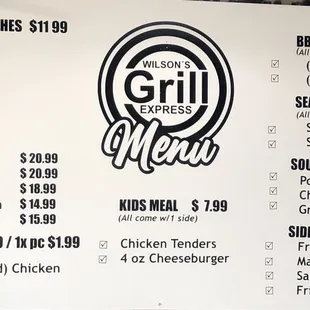 Wilson's Menu