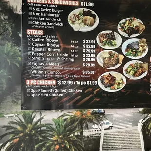 Wall menu at the entrance