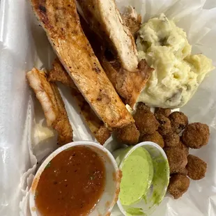 2 PC Chicken Special w/mashed potatoes &amp; okr