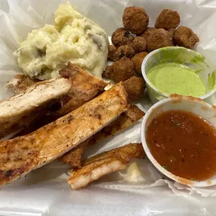 2 pc Chicken /mashed potatoes &amp; fried okra