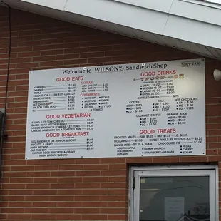 Wilson&apos;s Menu