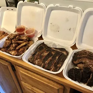 a variety of food in containers