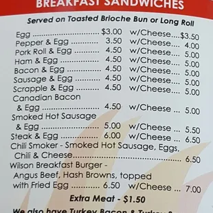 breakfast menu